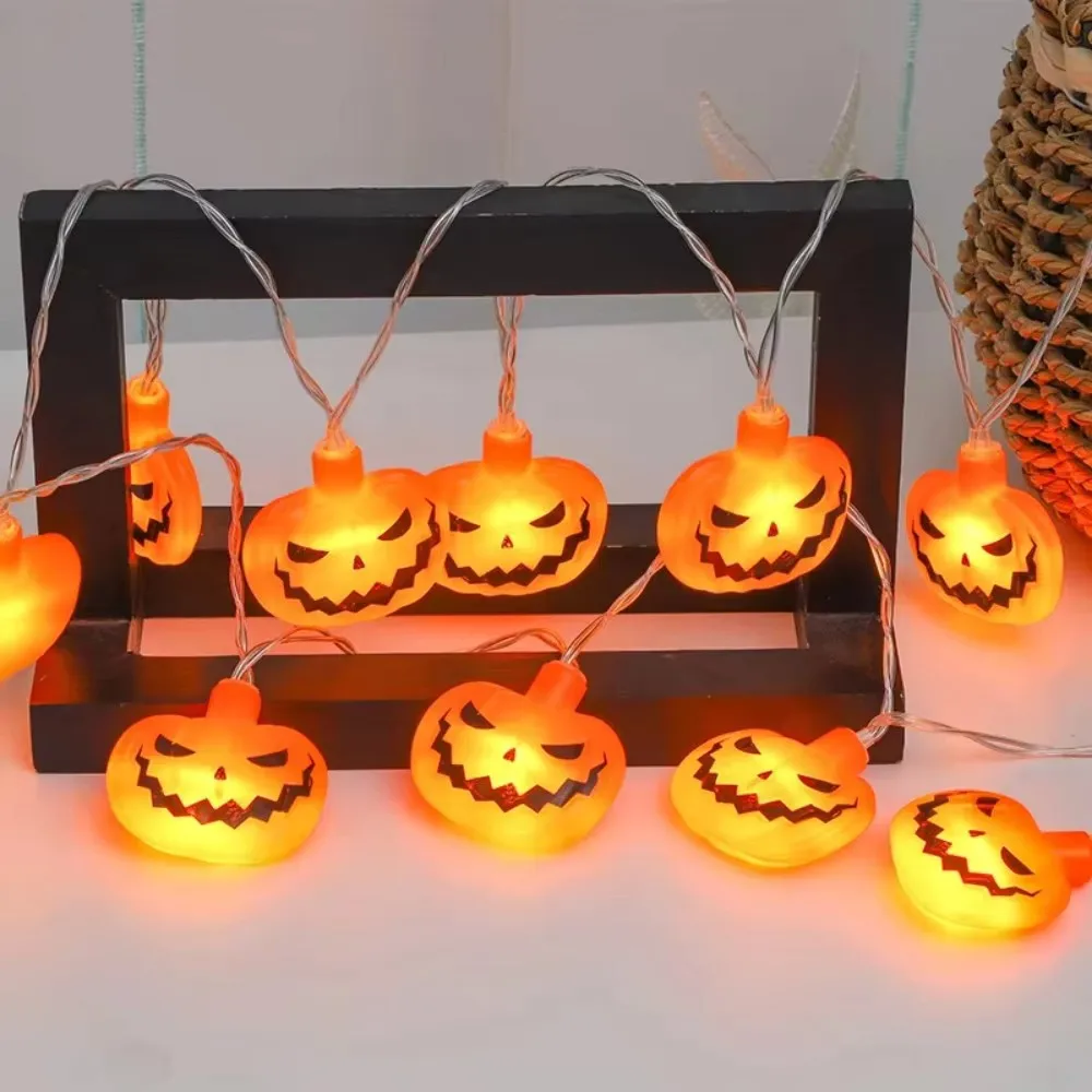10/20 LED Halloween Flat Head Pumpkin Shape Party Decoration Lights Indoor Room Bedroom Living Room Festival Atmosphere Lighting