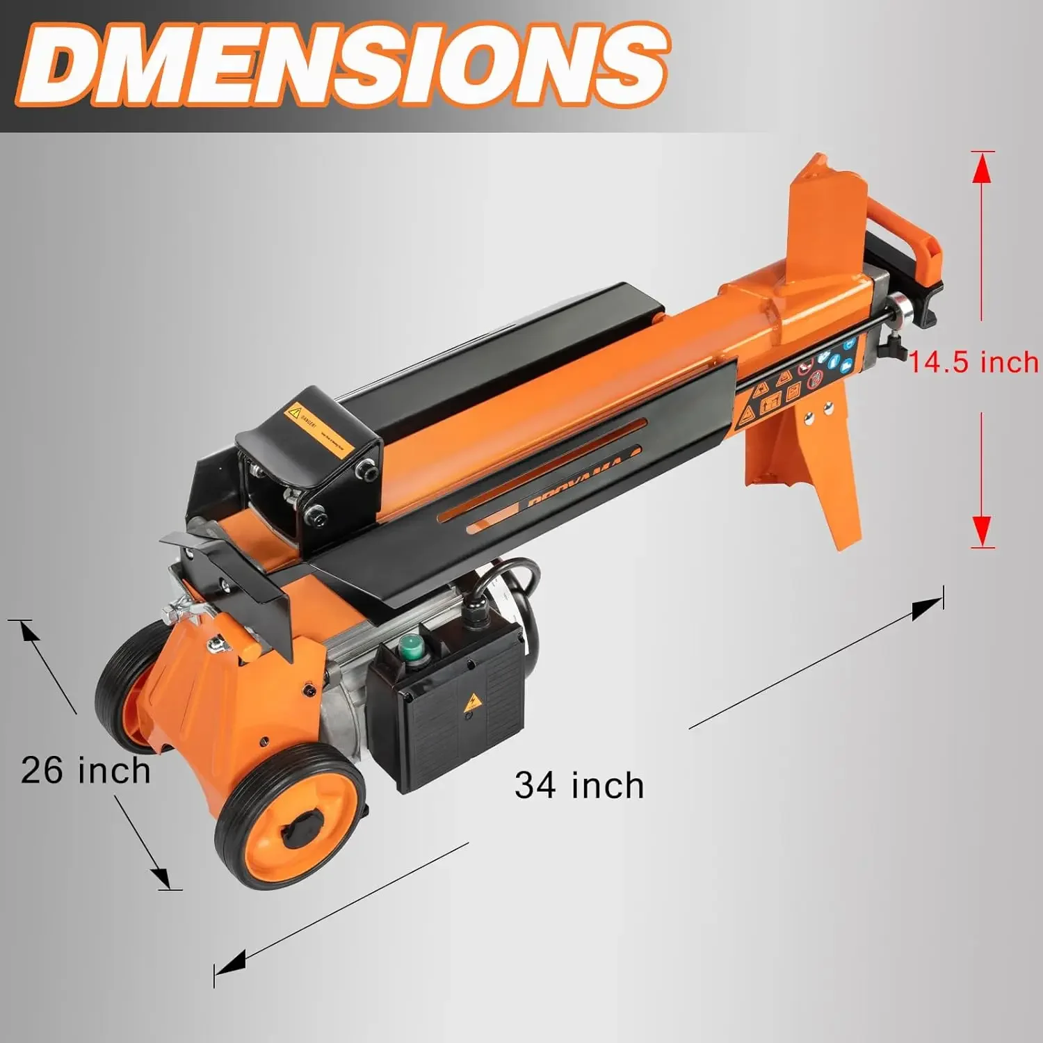 Log Splitter 6.5 Ton, Wood Splitter Electric Powered 15Amp, with Hydraulic Ram, Electric Firewood Splitting Machine, Horizontal