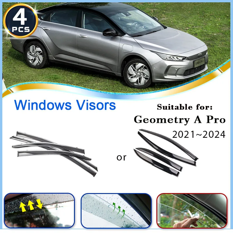 

Car Window Visors For Geely Geometry A Pro 2021 2022 2023 2024 Rainproof Deflector Windshields Shelter Trim 4pcs Car Accessories