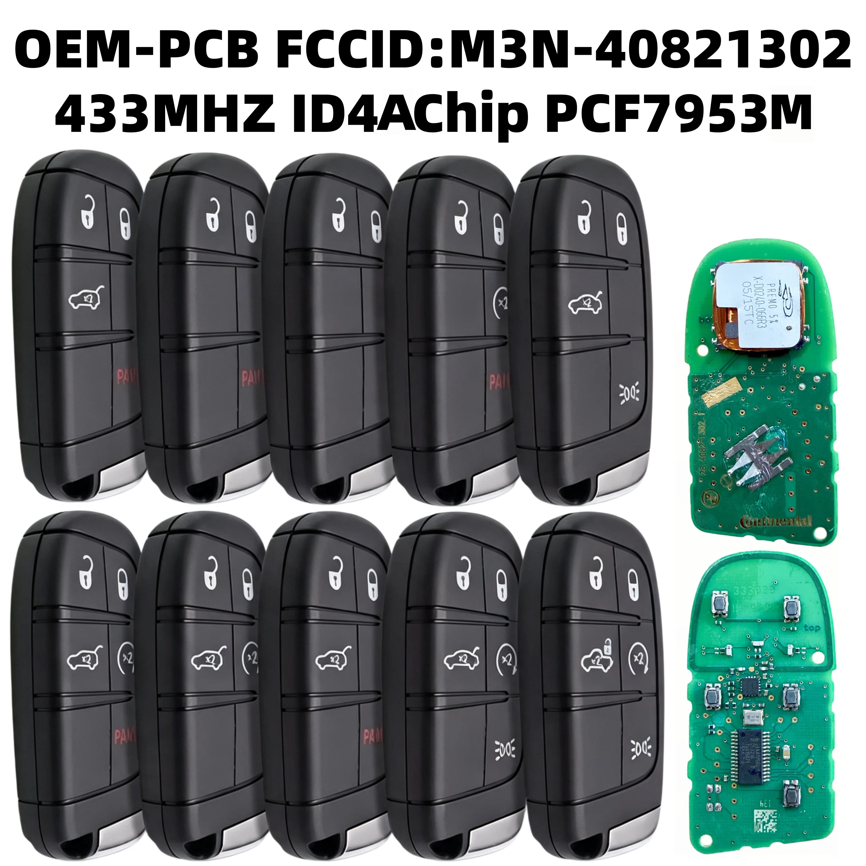 Oem-Pcb 433Mhz Id4A Pcf7935M Fcc:M3N-40821302 Suitable for Jeep Compass Renegade Dodge Fiat 500 500X 500L Smart Remote Key Addition