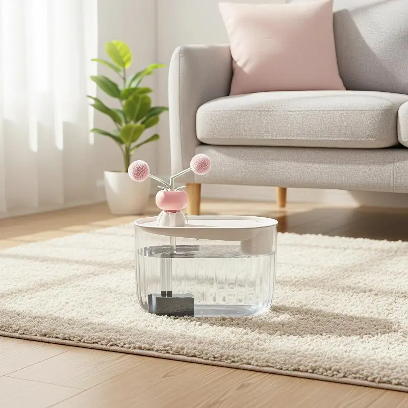 1800ml Cat Drinking Fountain USB Plug In Clear Automatic Pet Dispenser For Home Living Room Use
