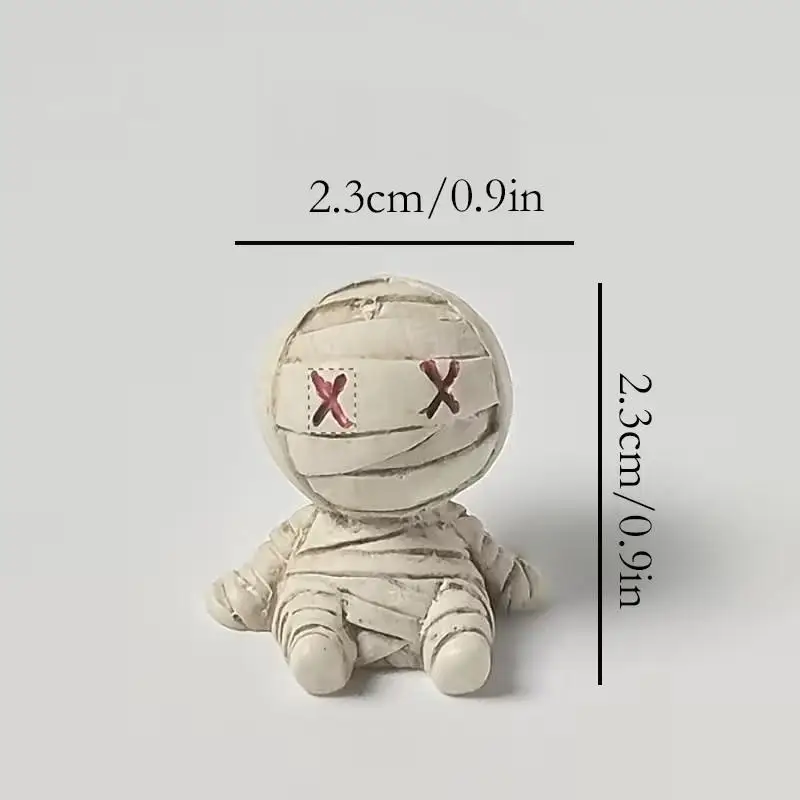 20-Pack 0.9in Gothic Cute Mummies - Resin Figurines for Halloween, Gothic Home, Office, Party - Compact Desk Decor, Collectible