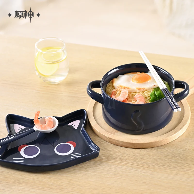 Presale MiHoYo Original Official Genshin Impact Wanderer Kawaii  Ceramic Bowl Ceramic Tableware Fairy Tale Cat Series Bowl Gift