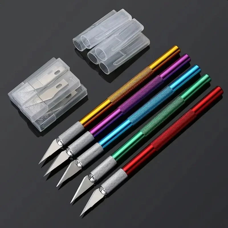 1 Set Precision Hobby Knife Metal Handle With Blades For Arts Wood Carving Tools Crafts Phone PCB Repair Multi DIY Hand Tools