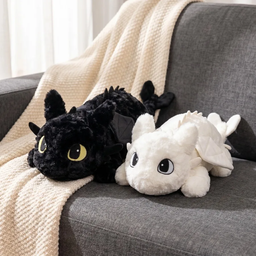 16-32 inch White Black Dragon Plush Toy Body Pillow Anime Stuffed Animal Doll Cushion Soft Cartoon Manga Desktop Gift Collection