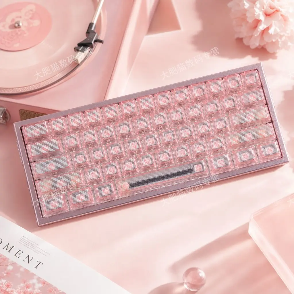 119Woven texture backlit keycaps with side-printed characters, full set of high-transparency PC material,cross-shaped keycaps