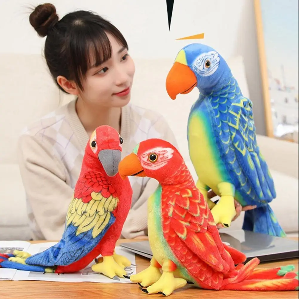 Parrot Stuffed Toy  Creative Three-dimensional Animal Shaped  Parrot Stuffed Toy Children Photography Props Garden Supplies