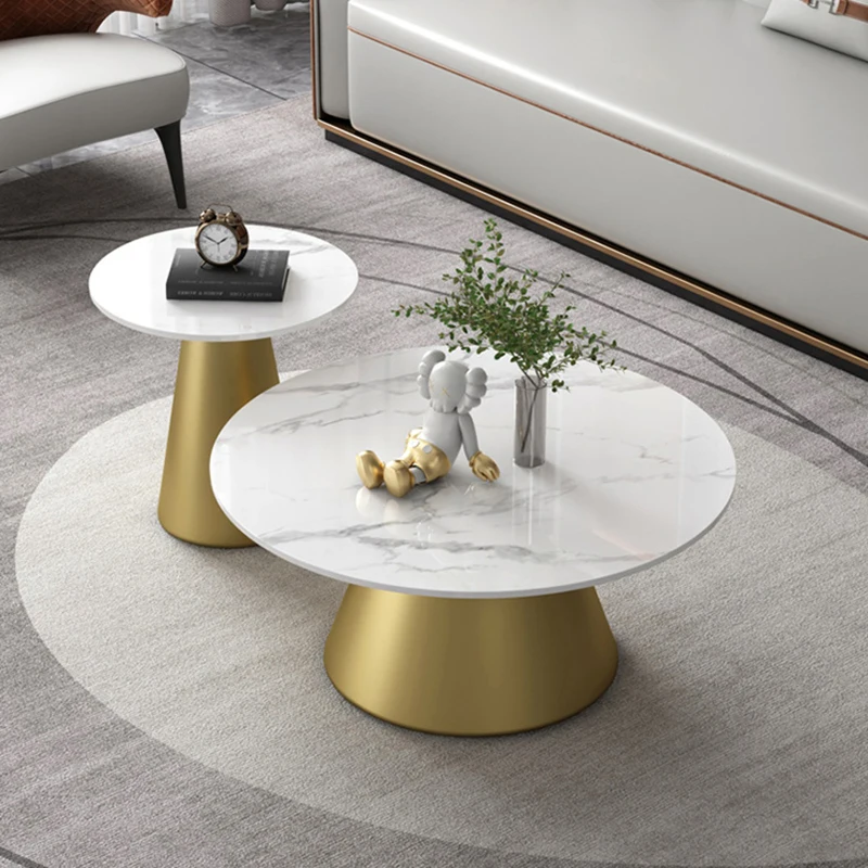 High Quality Round Coffee Table Set Modern Living Room Luxury Center Table Set Marble