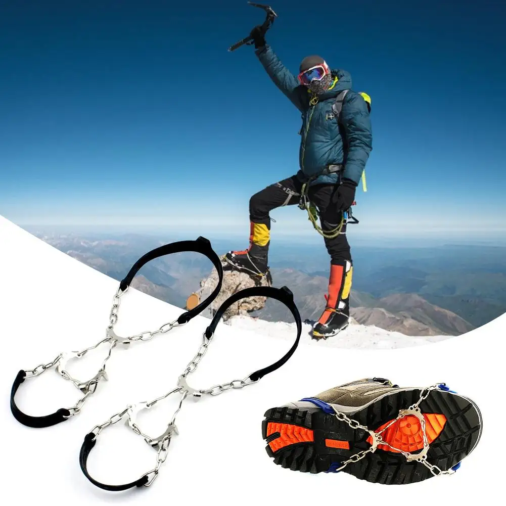 6 dentes grampos de gelo crampons silicone caminhadas capa picos sapatos antiderrapantes apertos de neve corrente pinças de gelo acessórios de escalada