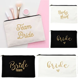 Bolsa de maquillaje con estampado de Bride Team para mujer, neceser femenino, estuche de cosméticos, almacenamiento, paquete de lavado, organizador de viaje