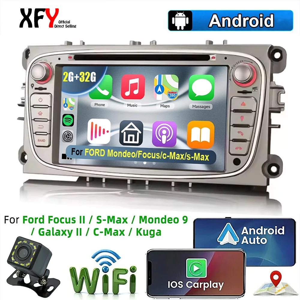 

XFY Car GPS Navigation Head Unuit For Ford Focus Mondeo C-MAX S-MAX Galaxy II Kuga Auto Radio Stereo Multimedia Player Carplay