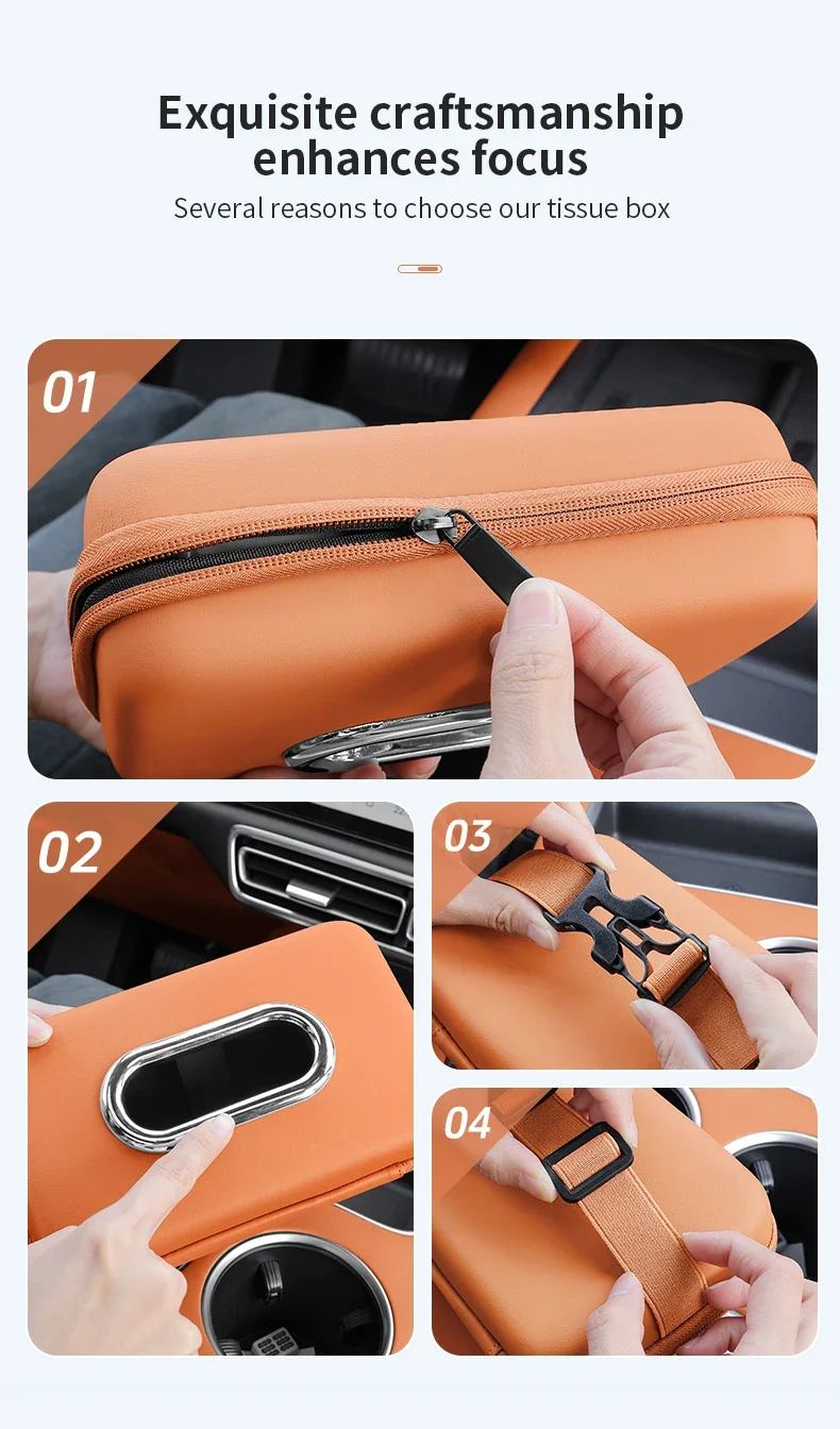 Premium Leder Auto-Taschentuchhalter für die Rückenlehne, Serviettenspender für die Armlehne, universeller Organizer für Papierhandtücher im Auto – Detail 8