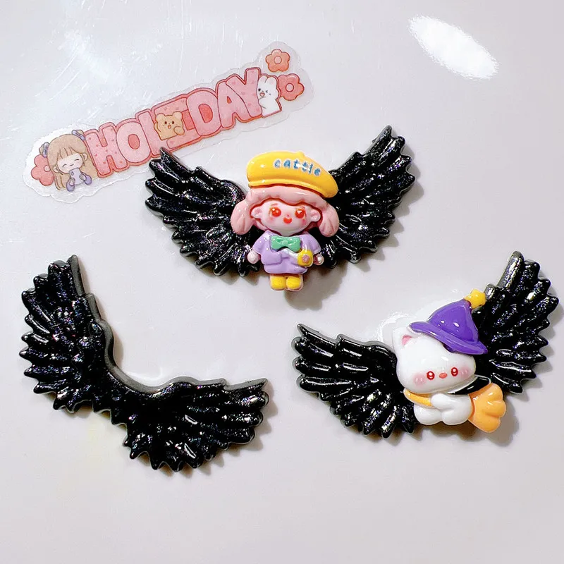 10Pcs Kawaii Cartoon Angel wings Resin DIY Shoes Hat Icebox Barrette Mobile Phone Case Scrapbook Cream Glue Flat Back Resin