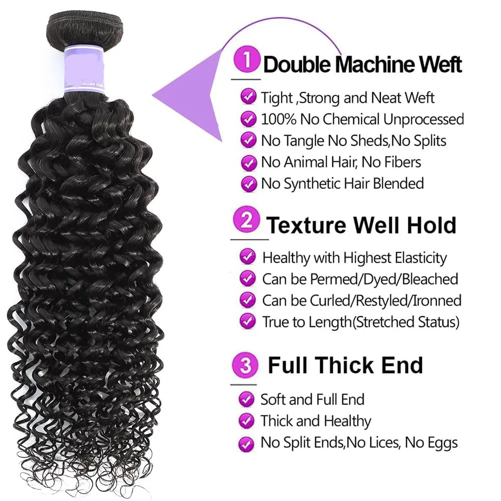 1 Bundel Rambut Manusia Hitam Alami Deep Wave Bundles Brazilian Virgin Remy Single Bundle Deep Wave Bundle