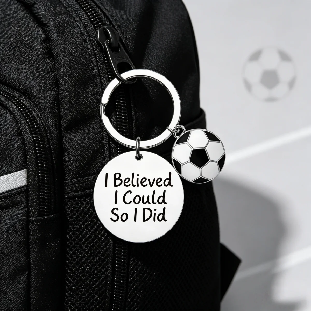 Inspirational Soccer Keychain I Believed I Could So I Did Zipper Pull Proud Player Team Gift for Soccer Enthusiasts