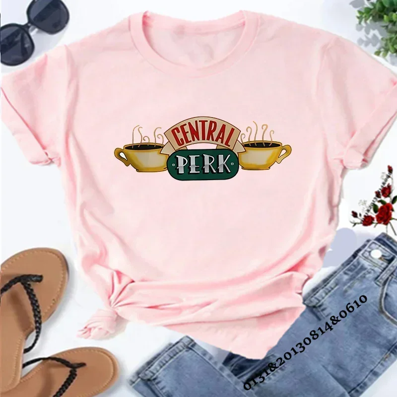 Central Perk T-Shirt Friends TV Show Damski T-Shirt Friends Central Perk Coffe Shop Shirts Cute Best Friends Tees Hipster Tops