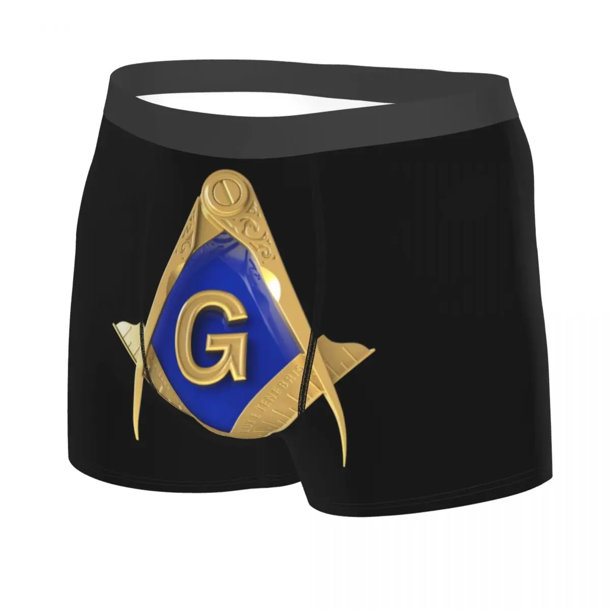 Custom Gold Square Compass Masonic Freemason Boxers Shorts Men Freemasonry Mason Briefs Underwear Cool Underpants