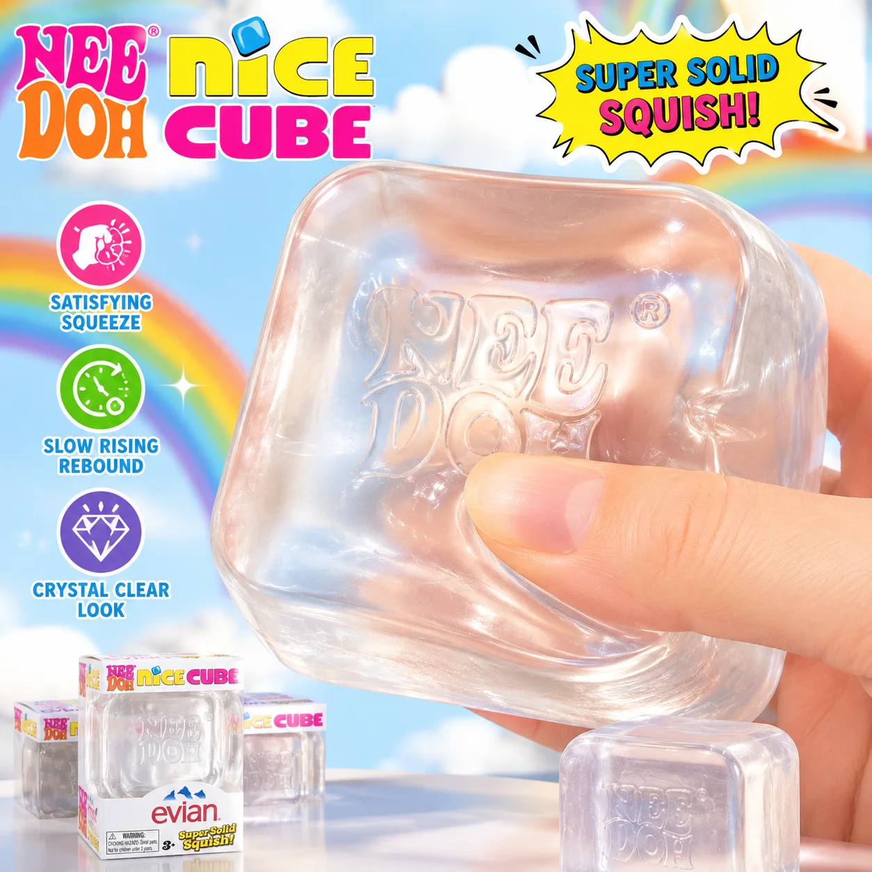 NeeDoh Transparent Mineral Water Mini Squishy Squeeze Fidget Toy Soft Portable Finger Toy Stress Relief Adult Anxiety Relaxation