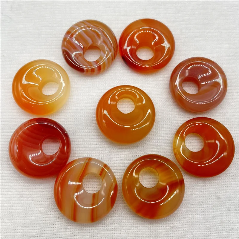 Natural Gem Stone Quartz Crystal Tiger's-eye 18mm Beads Donut Pendant Charm For Diy Jewelry Making Necklace Accessories 24pcs image 6