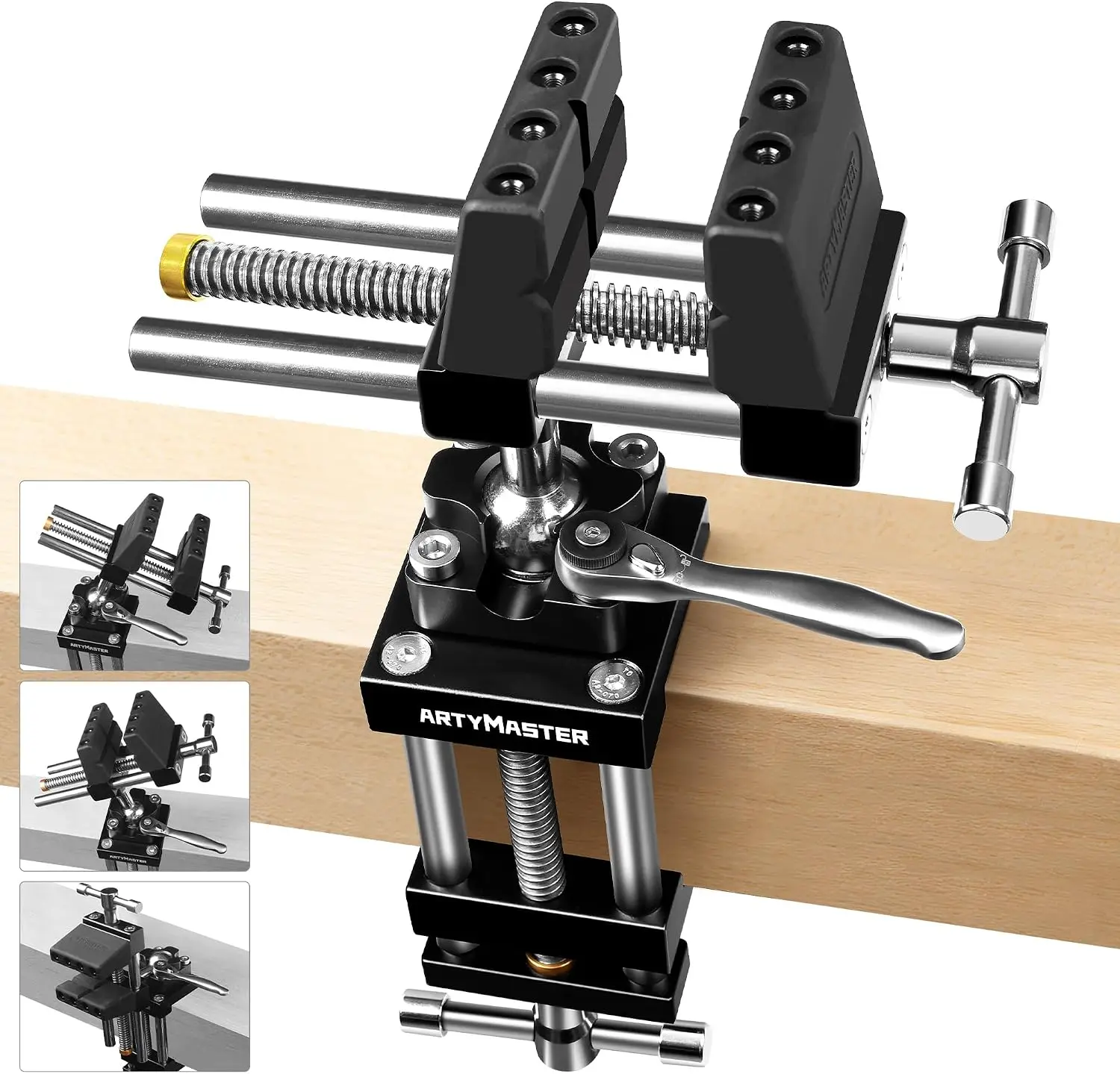 4 Inch 360 Rotating Bench Vise Quick Release Ratchet Wrench Versatile Woodworking Pipe Vise Home Improvement Carving Repair DIY