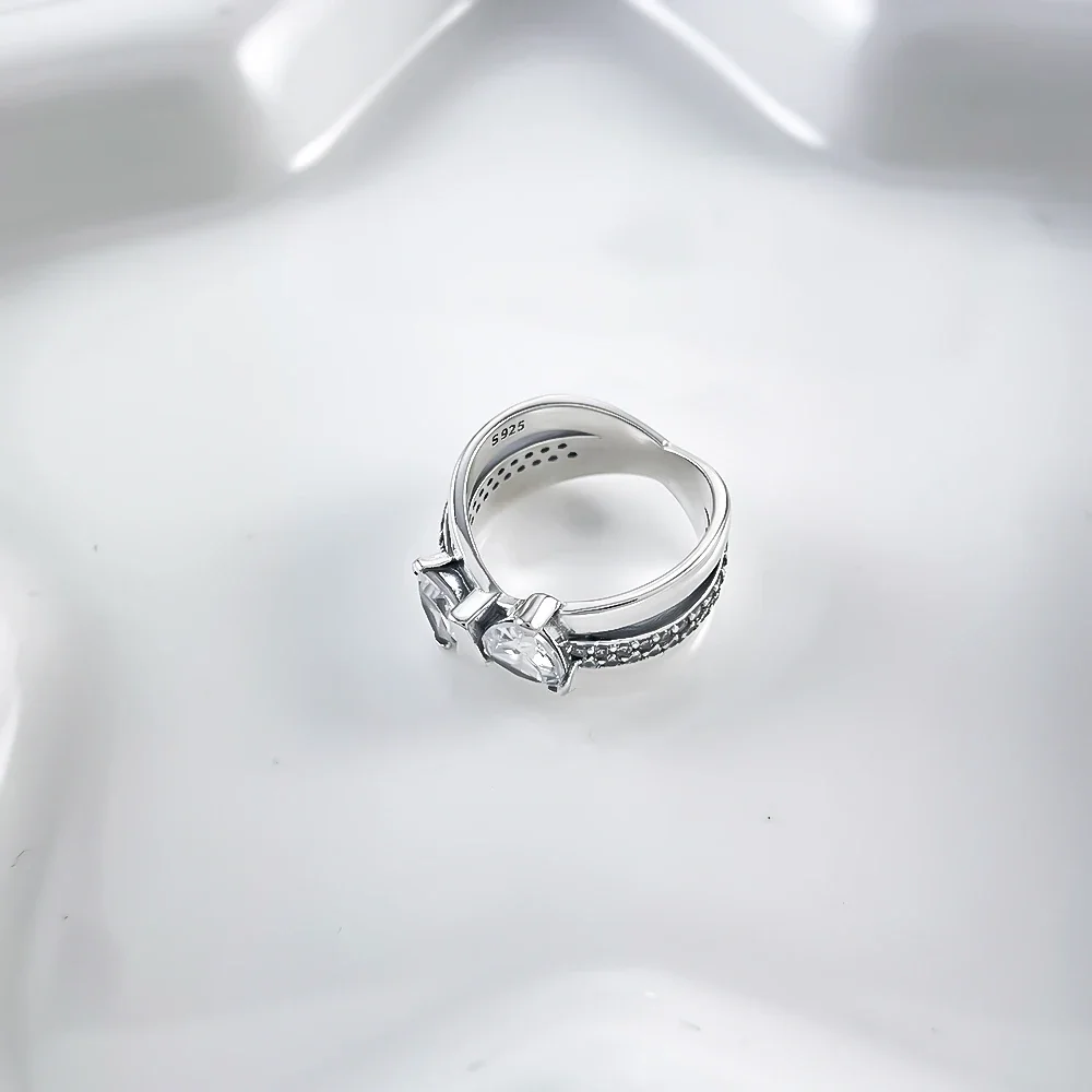 Bague à gros nœud papillon scintillant en argent 925, accessoires de charme originaux pour femmes, bijoux de luxe, cadeaux fins, nouvelle collection