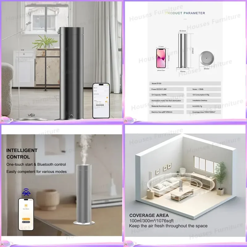 230 Commercial Aluminum Alloy Essential Oil Diffuser 300m3 Large Space Aromatherapy HVAC Scent Dispenser for Hotel