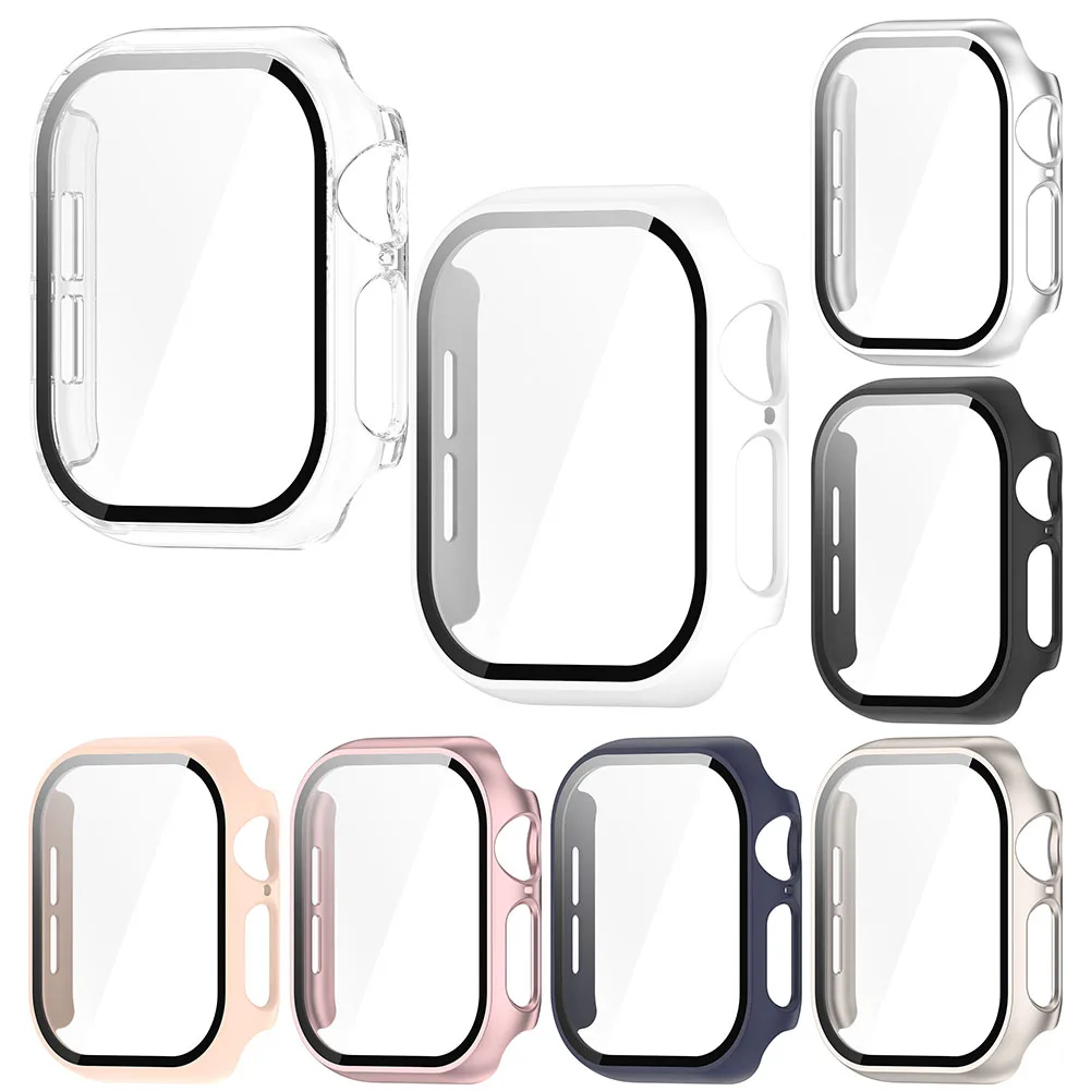 Tempered Glass PC Case Anti-Fall Watch Screen Protector Anti-Scratch Full Coverage Frame for Apple Watch Series 10 42MM/46MM