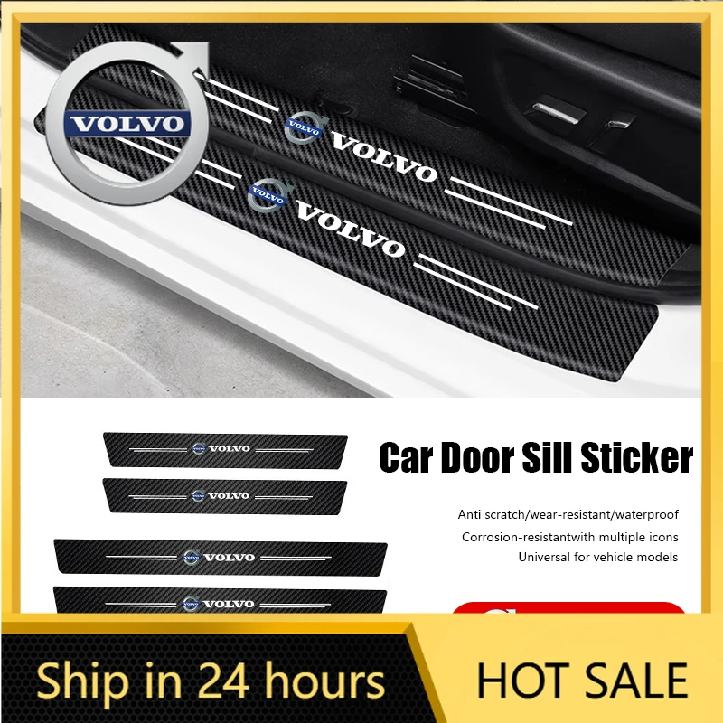 

Steering Covers 5Pcs Carbon Fiber Car Stickers Door Sill Anti ScratchProtector Decor For Volvo XC90 V90 V60 XC60 V40 EC40 EX40 S