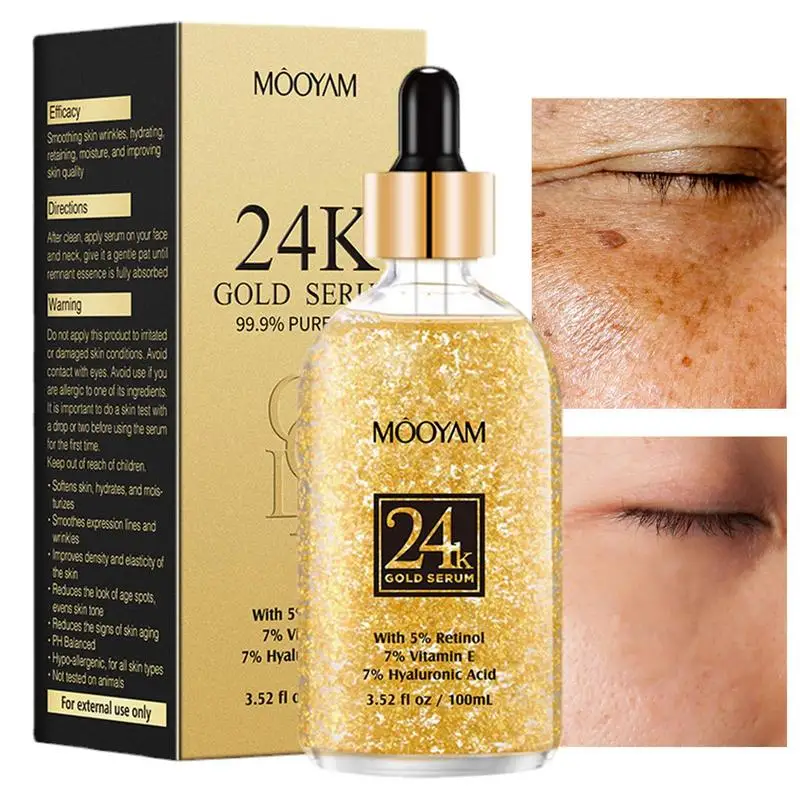 

Gold Essence 24K Gold Vitamin E Balancing Facial Essence Skin Complexion Pore Minimizer 3 Oz Anti-Age Face Oils With Hyaluronic