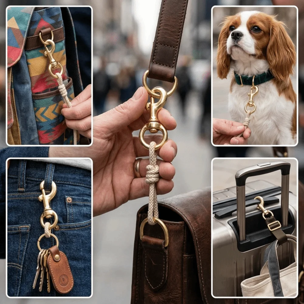 Corrosion-resistant Brass Snap Hook Sturdy Lightweight Solid Brass Keychain Golden Yellow Durable Bag Hardware Clasp