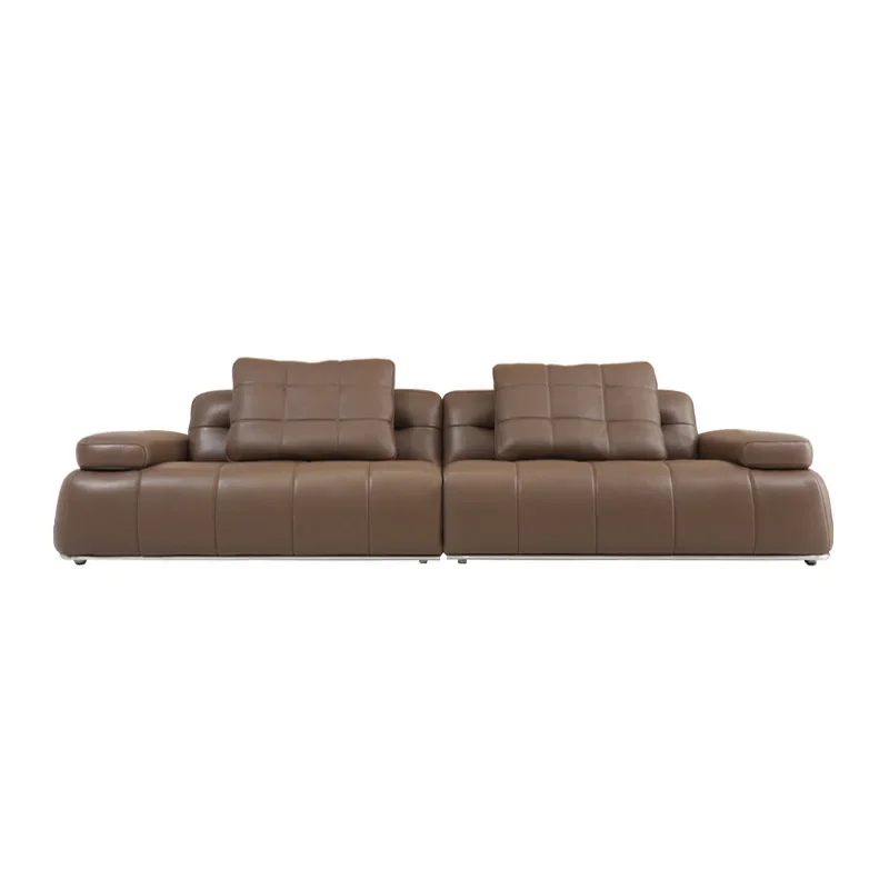 Cuir première couche peau de vache haut de gamme villa noir tout vert canapé en cuir rangée droite combinaison italien minimaliste