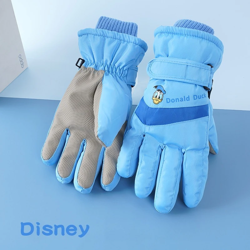 Miniso ディズニー子供用スキーグローブ冬プラスフリース防寒ガールズボーイズグローブミディアムビッグ子供 5 本指屋外