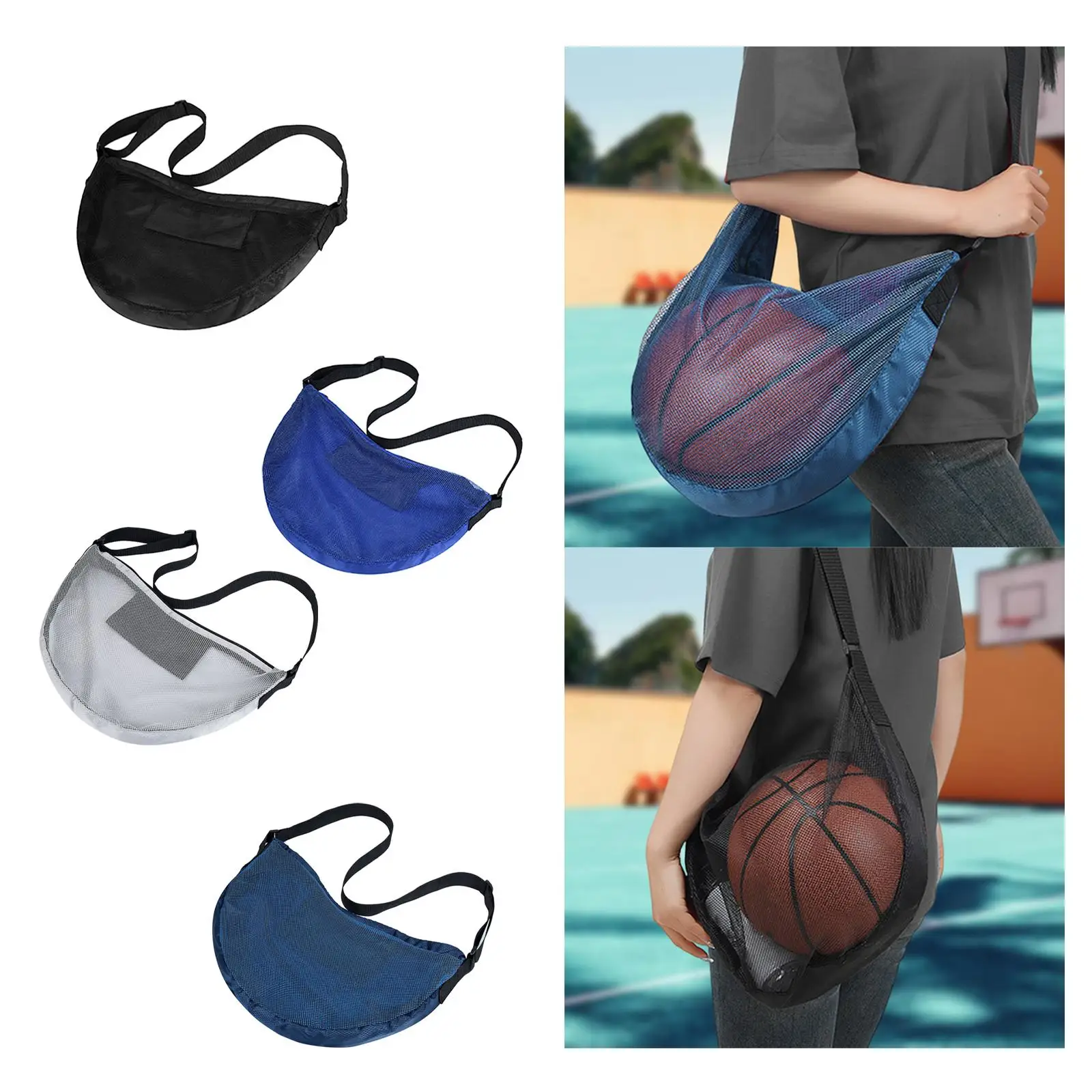 

Basketball Carrier Bag Wear Resistant with Pocket Swimming Beach Bag Shoulder Crossbody Women Men for Soccer Outdoor