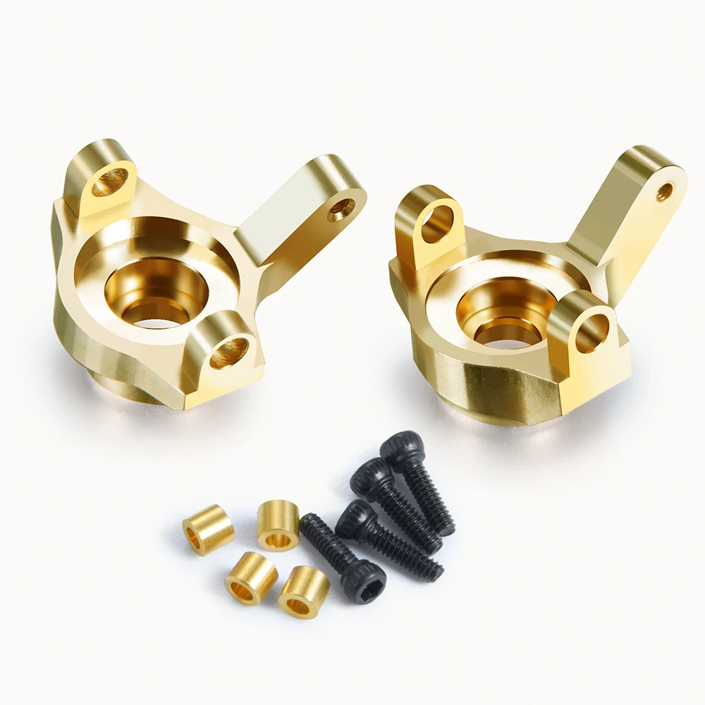 MIBIDAO 2Pcs Brass Front Steering Knuckle for Axial SCX24 Deadbolt Chevrolet Wrangler Gladiator Bronco 1/24 RC Crawler Car Model