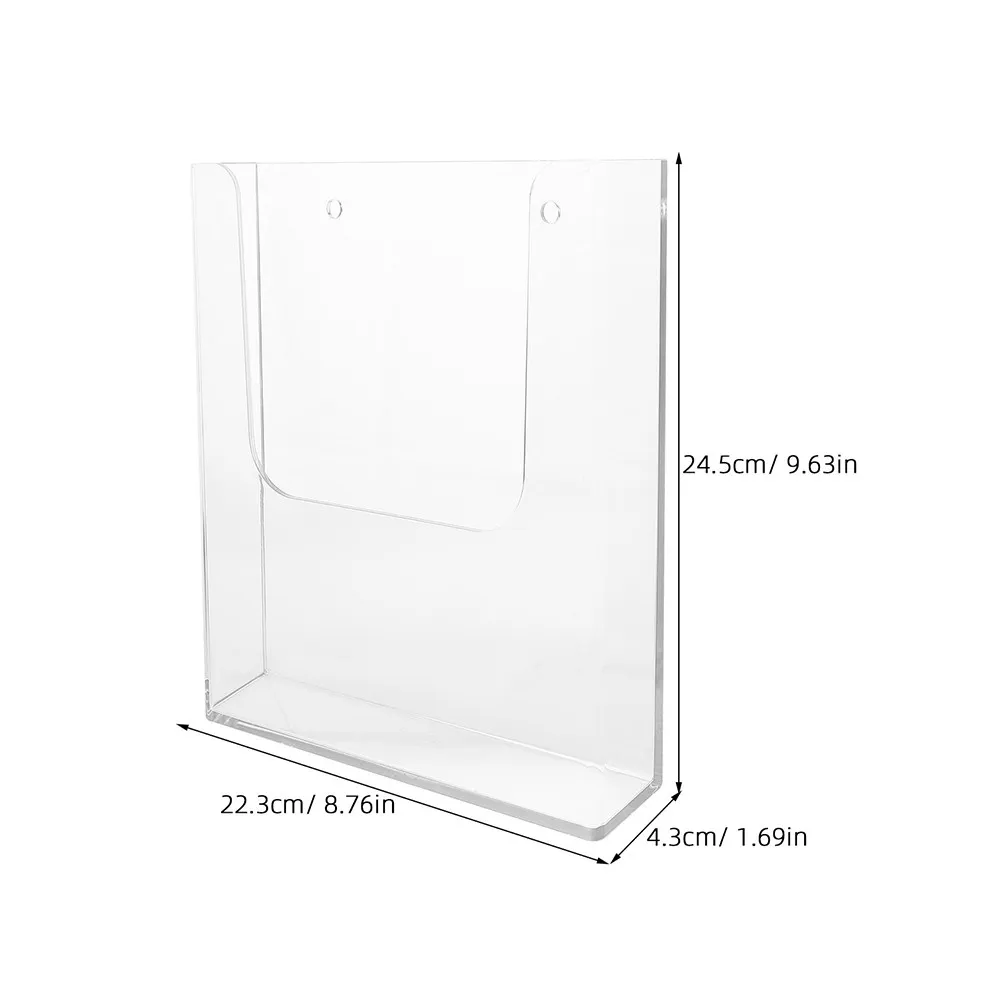 2Pcs Wall Mounted A4 Acrylic Display Rack Brochure Holder Magazine Stand Pamphlet Organizer Literature Holder Office Accessories