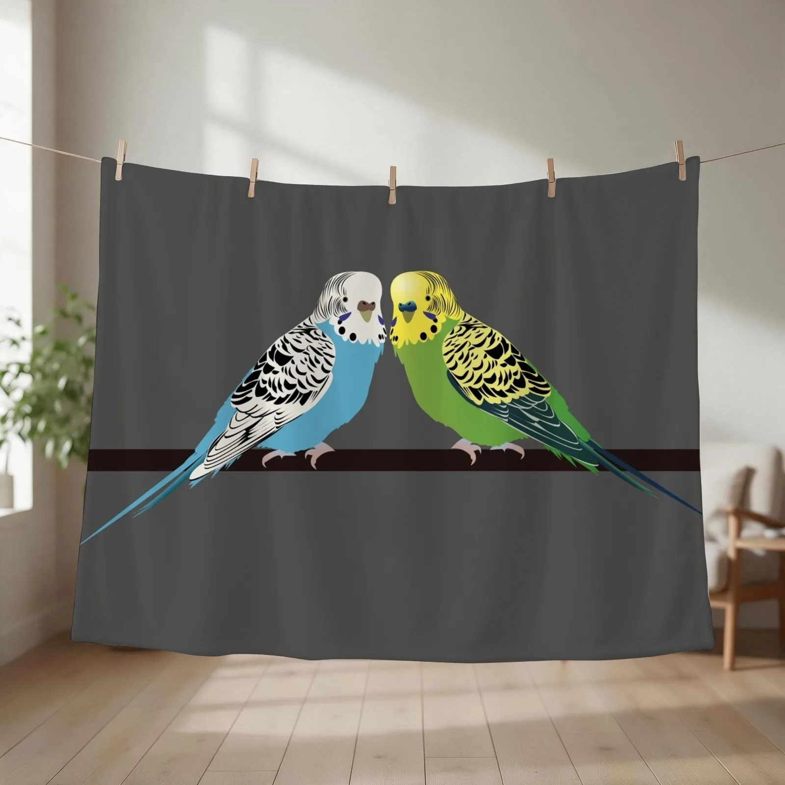 Budgies Throw Blanket couch cozy soft plush fuzzy picnic outdoor blanket