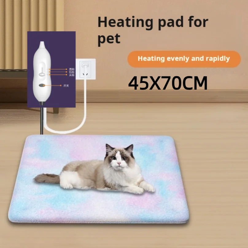 وسادة تدفئة للحيوانات الأليفة، بطانية كهربائية لتدفئة درجة حرارة ثابتة للقطط، مرتبة كهربائية مقاومة للماء، مقاس 45 × 70 سم