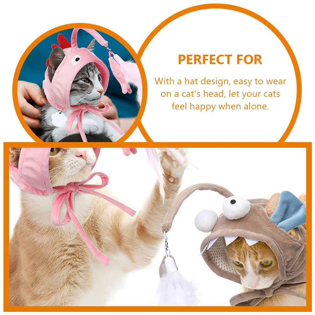 Toy Lantern Fish Head-mounted Cat Funny Stick Gray Boredom (Pink) Indoor Teaser The Wand Wearing Toys