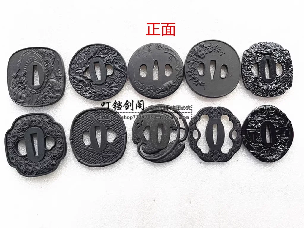 Diameter 7.7cm Iron Tsuba Handguard, Japanese Samurai Katana Sword Accessories