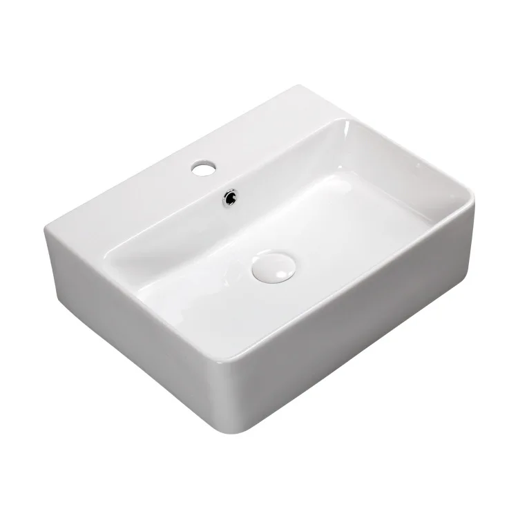 Wash Basin with Faucet Hole Square Ceramic Integrated Practical and Simple Wash Table Household