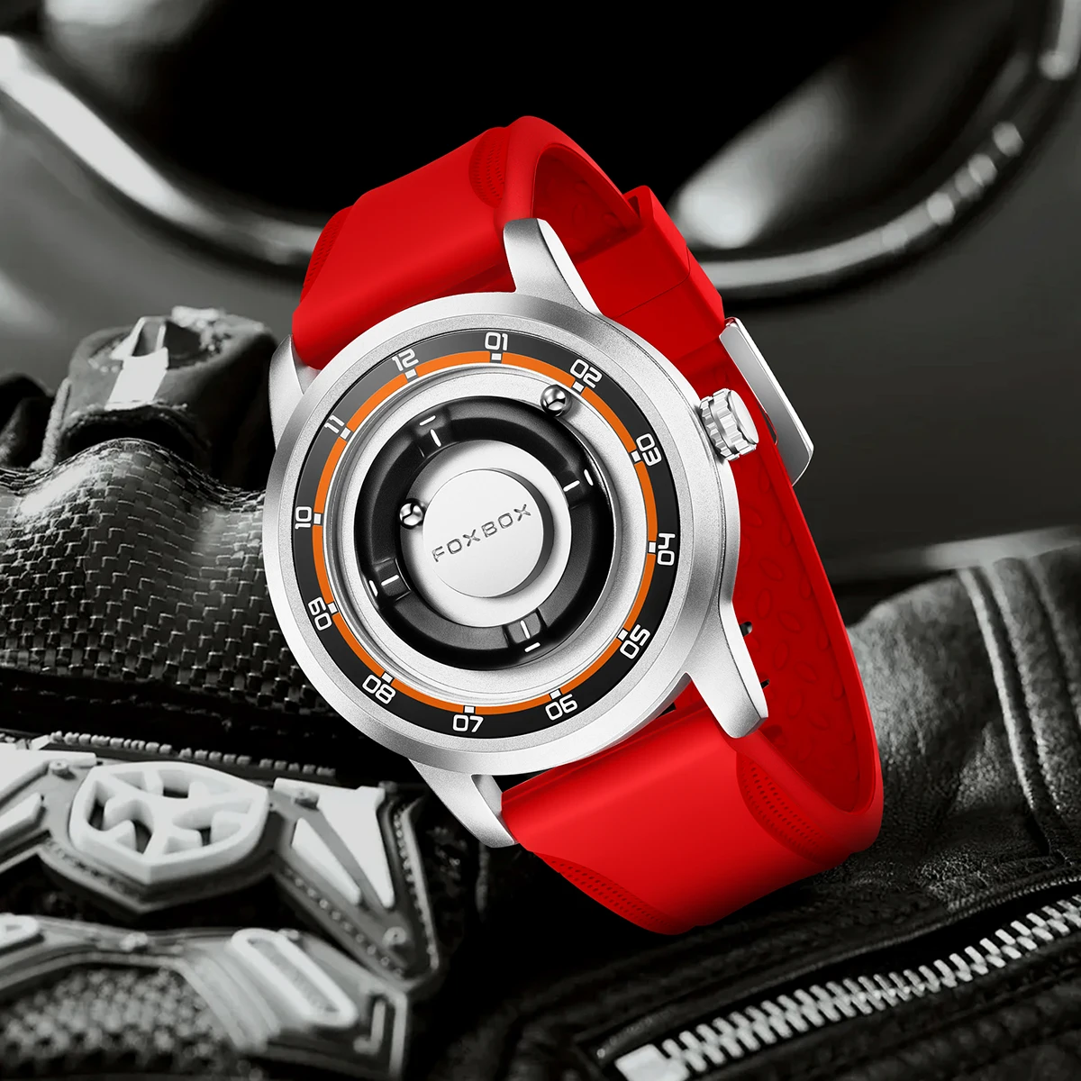 FOXBOX Watch Planet Design Fashion Floating Magnetic Pointer Free Ball Bearing Creative Simple Waterproof Quartz Watch for Men