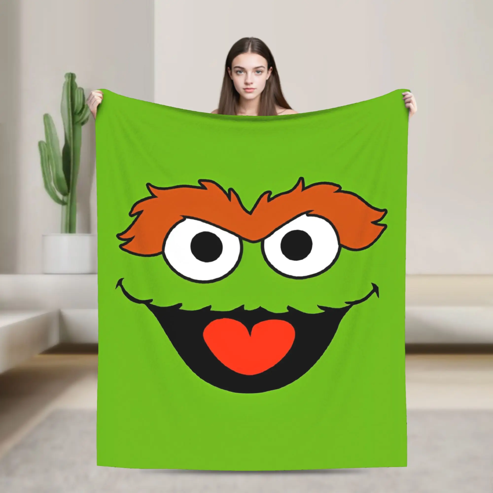 Cartoon Sesames Streets Cookie Monster Flannel Blanket  Custom Throw Blanket for Home Hotel Sofa  125*100cm Bedspread,