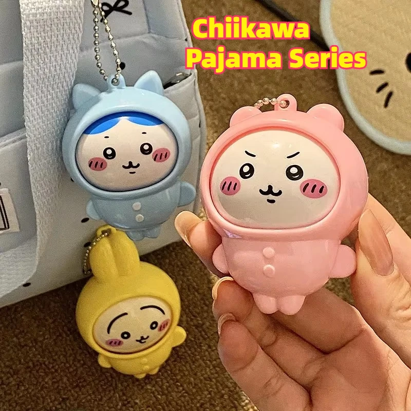 Japanese Anime Chiikawa Pajama Series FaceChanging Keychain Cute Spinning Face Pendant Collectible Bag Charm Gift for Fans*