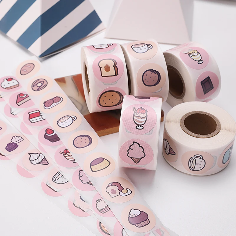 Baking Dessert Sealing Paste round Cartoon Stickers Gift Baking Packaging Envelope Greeting Card Exquisite Gift Box