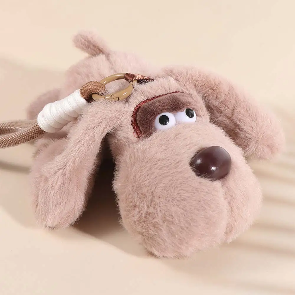 PP-katoenen hond met grote ogen, levensechte collectie, hondensleutelhanger met grote oren, comfortabele pluizige puppysleutelhanger