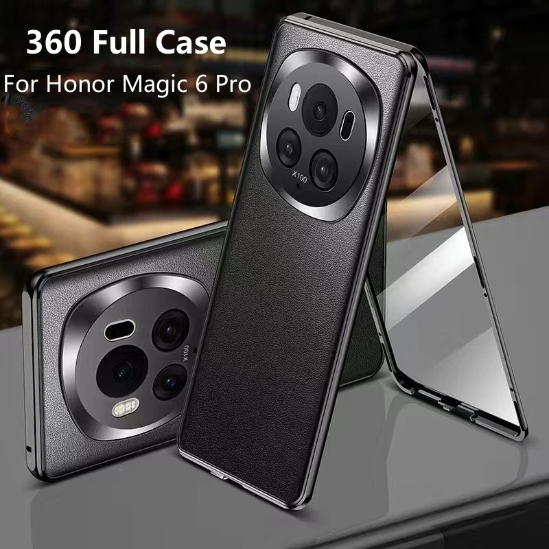 360 Full Case For Honor Magic 6 Pro Case Tempered Glass Leather