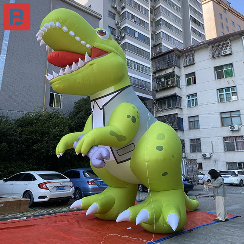 Inflatable green dinosaur model cartoon artificial dress take Spanner Tyrannosaurus rex children's playground embellishment