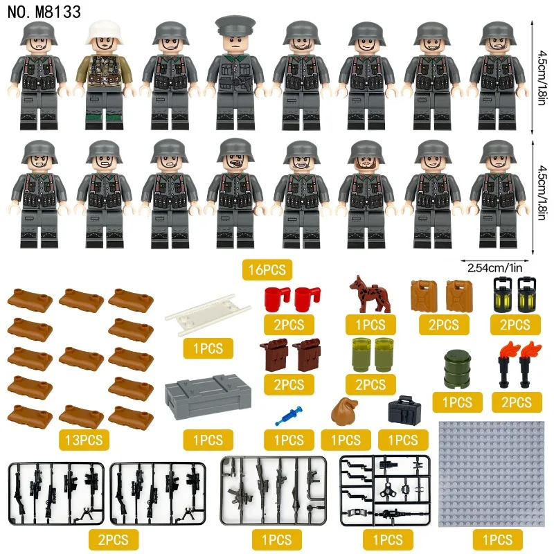 

Meigao German medical soldier miniature baseplate cross-border wholesale children's assembly building block toy blade stretcher
