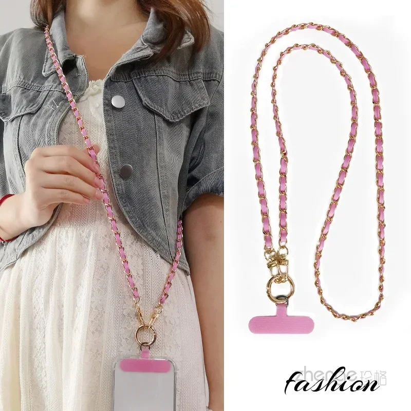 

Y2k металлическая подвесная веревка для мобильного телефона, подвесной шнур через плечо, чехлы для мобильных телефонов, ремешок с нашивкой, ожерелье для девочек, ремешок-цепочка