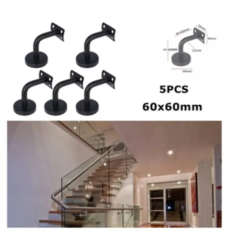 5Pcs/Set 60*60mm Black/white Brackets Stainless steel Stair Handrail Wall Mounted Brackets Supports Handrail Bracket Guardrail